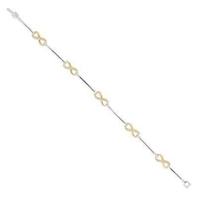 Gold cubic zirconia infinity link bracelet